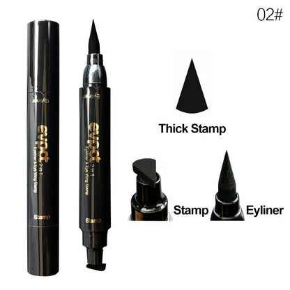 Dual-Tip Winged Eyeliner Stamp with Carbon-Black Pigment for Easy Application