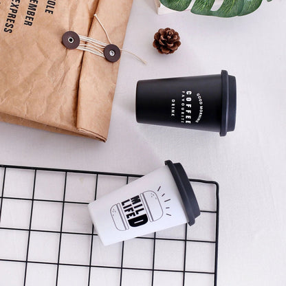 350ml ROKEN stainless steel cup in coffee black with lid, straight and curved straws for travel use