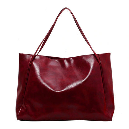 Women's large capacity PU leather shoulder handbag in multiple colors