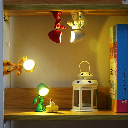 Mini LED Hero Robot Table Lamp with adjustable arms and 360° rotating head in various colors
