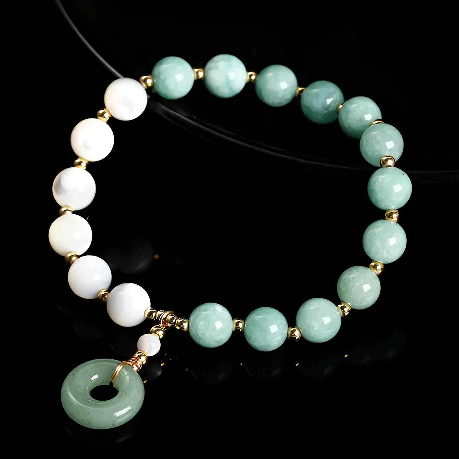 Natural blue Burma jade bracelet with horseshoe nuts and safety buckle