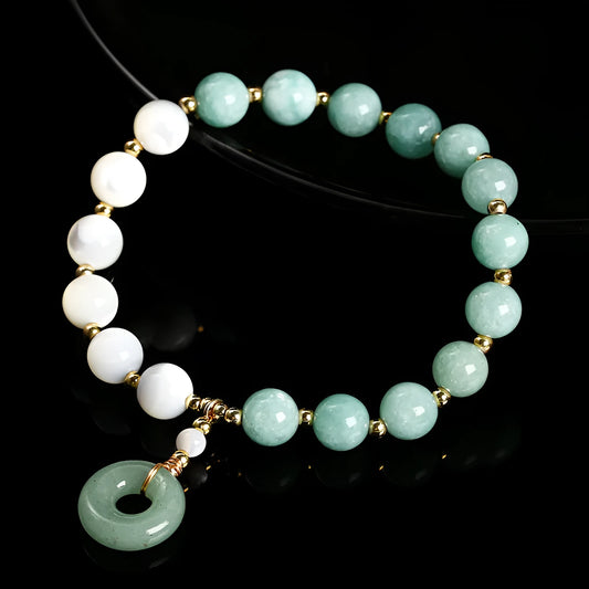 Natural blue Burma jade bracelet with horseshoe nuts and safety buckle