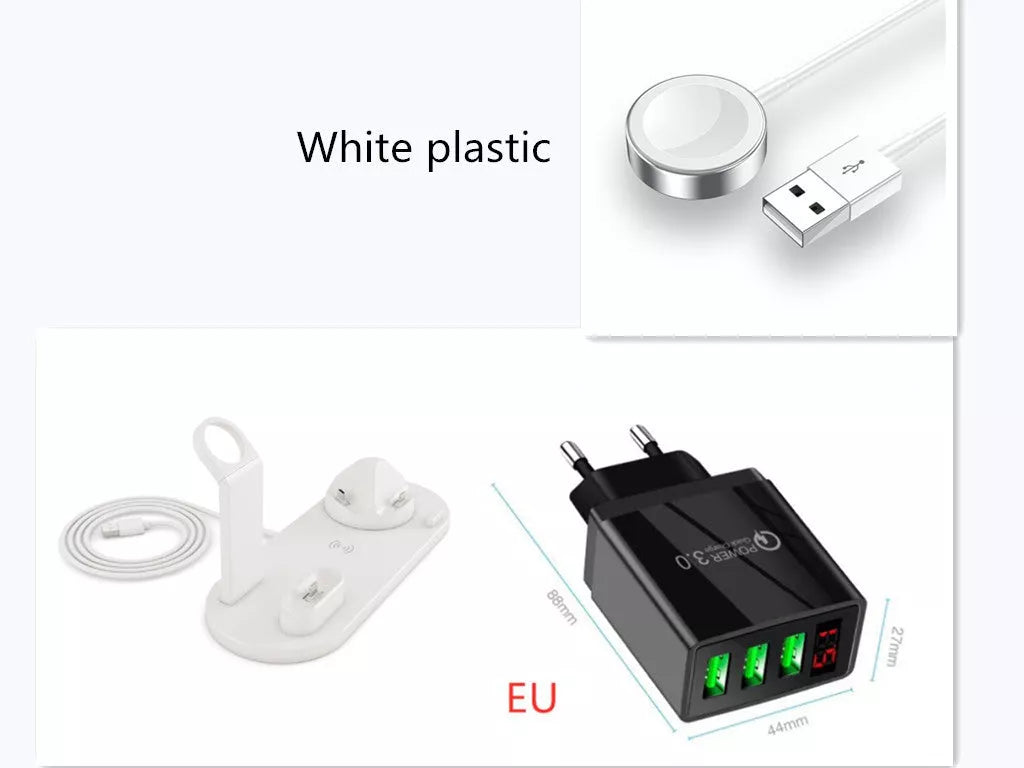 360-degree rotatable wireless charger stand with fast 10W charging for iPhone and Samsung devices