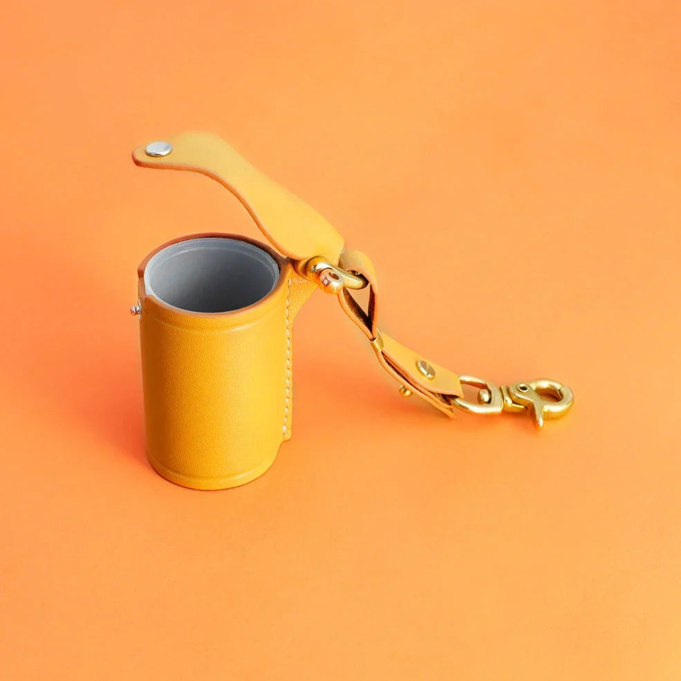 Yellow plastic film roll keychain with custom photo insertion compartment measuring 7cm