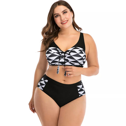 Big cup ladies swimsuit in black, made with durable nylon fabric for support and style