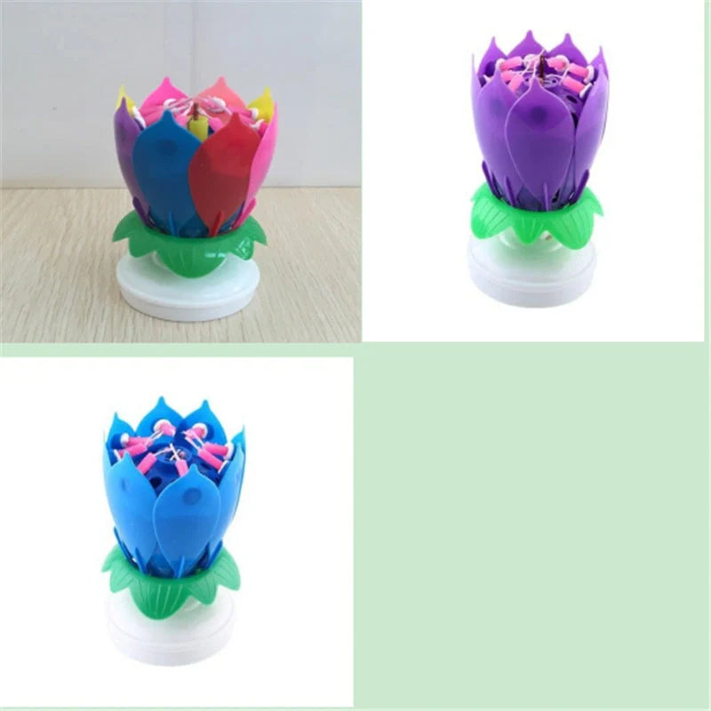 Musical Lotus Candles in various colors with a unique lotus design and music feature