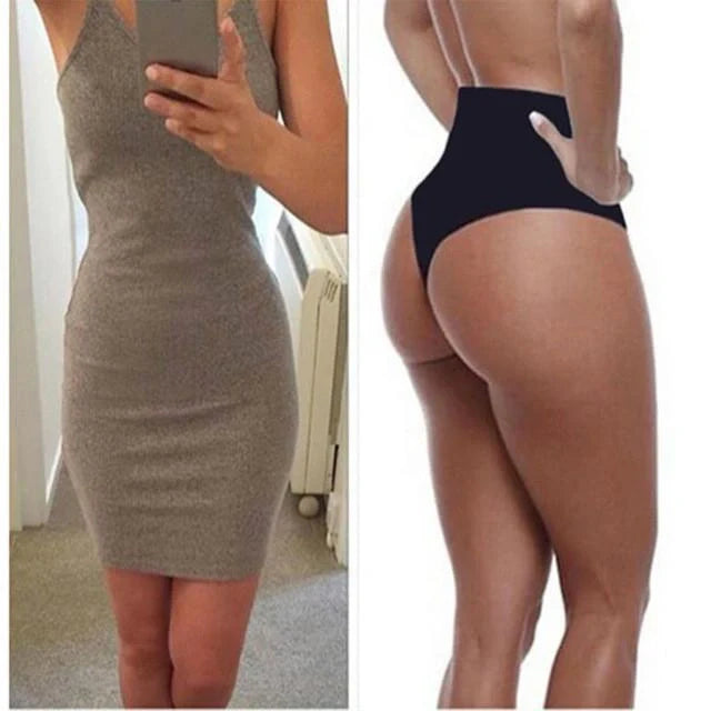 Slim Sculpting Thong with Tummy Control - Premium Chinlon Shapewear in Black and Nude Colors