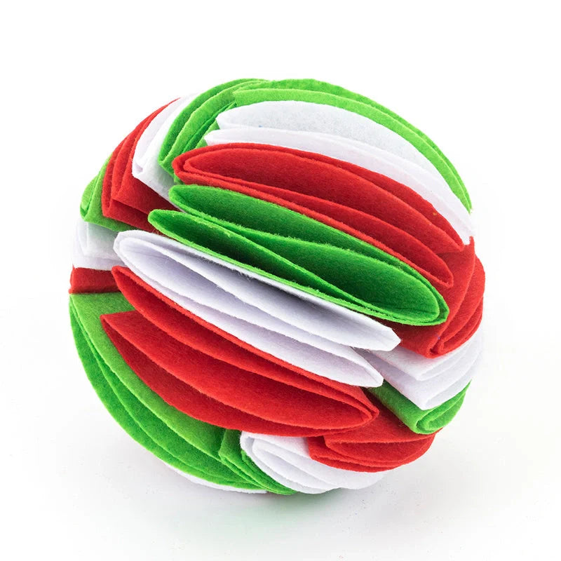 Foldable Dog Snuffle Ball Training Toy in various colors and sizes