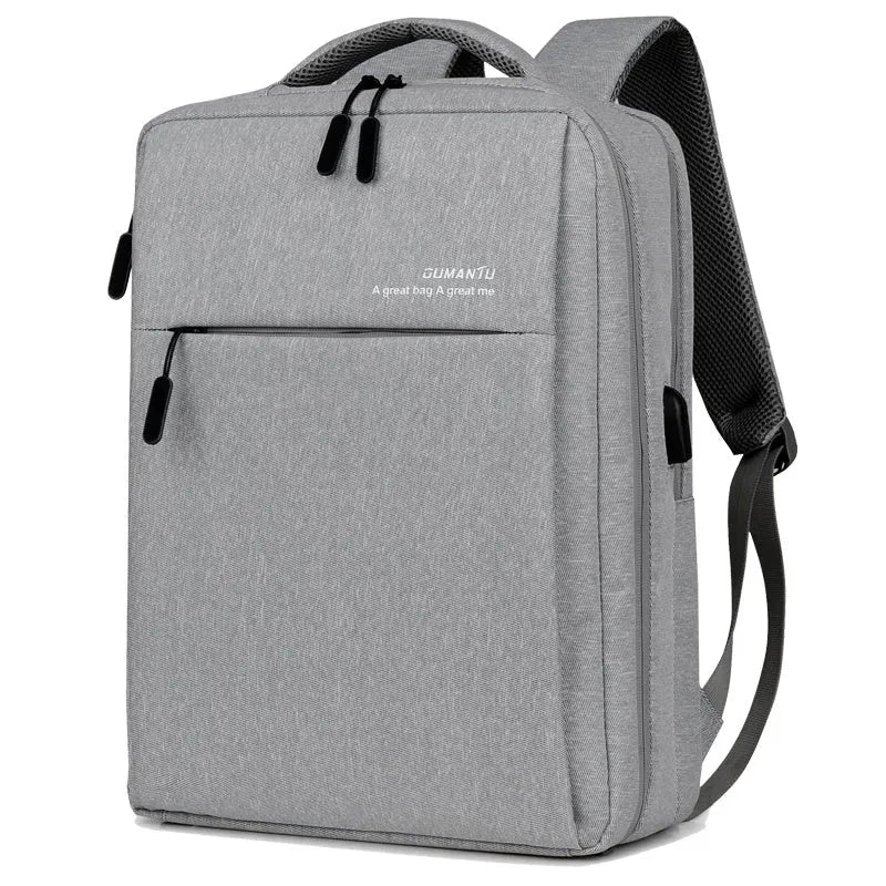 Backpack laptop bag rechargeable waterproof shockproof Oxford cloth travel bag for 14-inch or 15.6-inch computers in multiple colour options including black, blue, and red