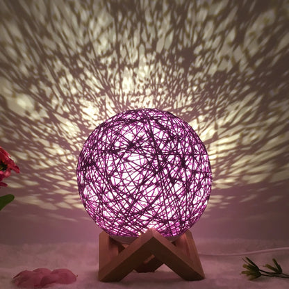 LED rattan table lamp with USB power and remote control in various colors