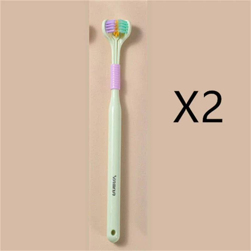Soft Bristle Tri-Angle Toothbrush with customizable features for deep cleaning and travel convenience
