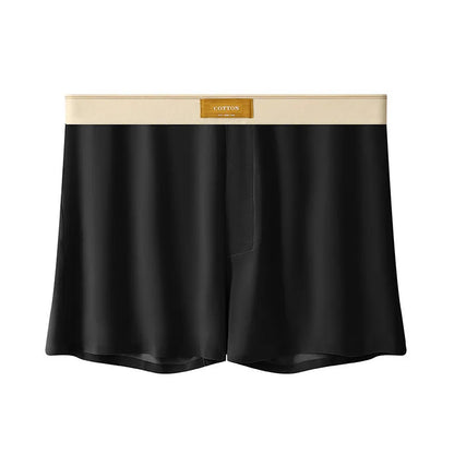 Men's loose-fit Ice Silk nylon underwear in a three-pack, showing colour options like black, green, and grey.