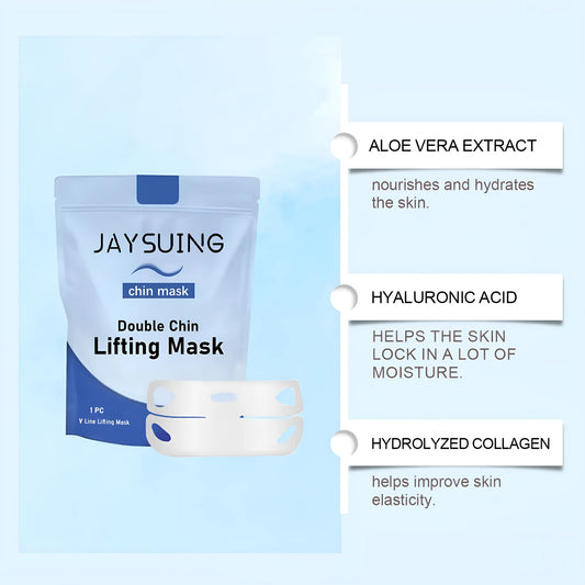 White single-use facial sheet mask for firming and lifting skin with collagen and hyaluronic acid