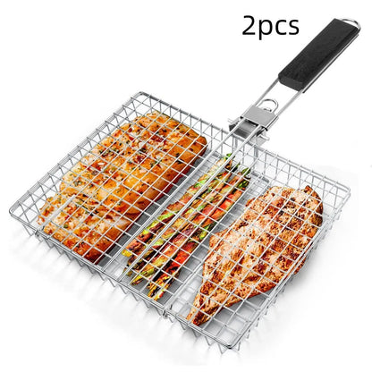 Folding handle BBQ clamp for roast chicken, square multifunctional barbecue clip for outdoor grilling