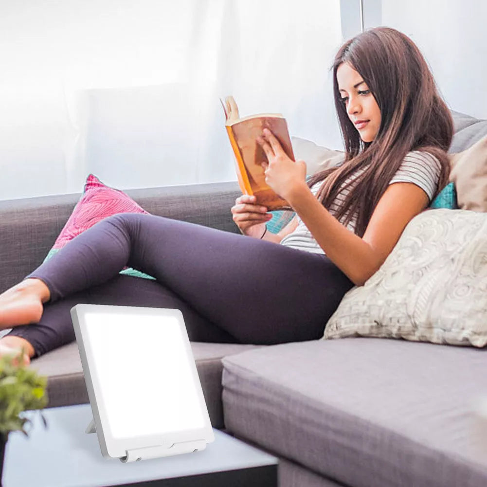 Solar Light Therapy Lamp with adjustable brightness settings for mood enhancement