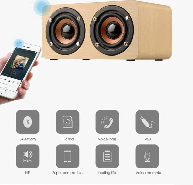Wireless Bluetooth speaker W5 with wood shell, redwood or yellow wood grain, USB and card playback