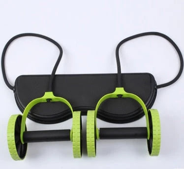 Ergonomic fitness roller with spongy wheels and anti-slip surface for full-body toning exercises at home