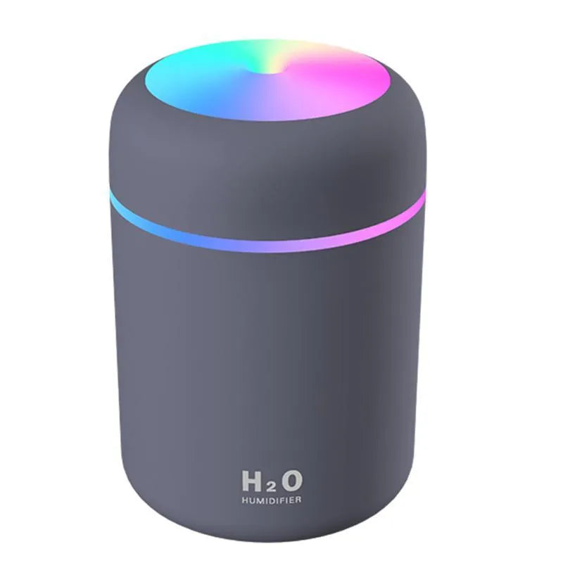Pink white or navy blue USB desktop humidifier with LED mood lights and 300ml water tank