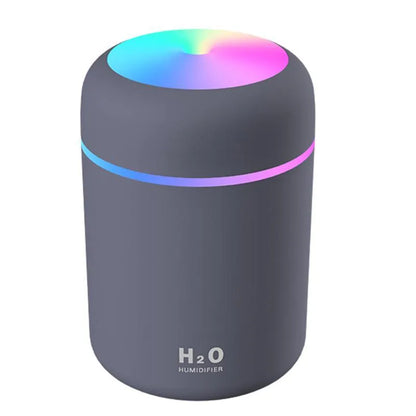 Pink white or navy blue USB desktop humidifier with LED mood lights and 300ml water tank