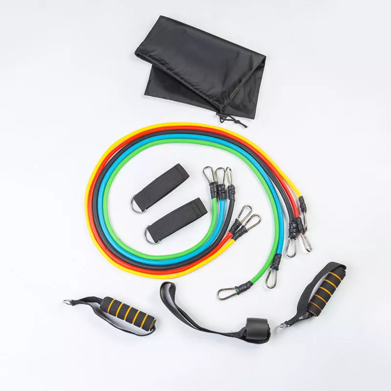 Pull Rope Elastic Rope Strength Training Set with multiple resistance bands and accessories