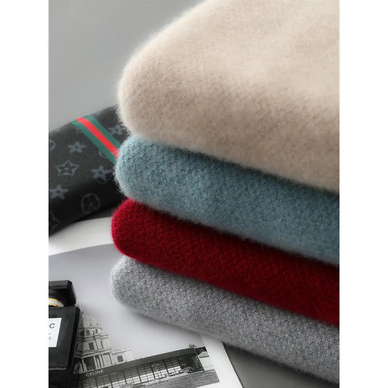 Sheep wool sweater with half-height zip, round neck, and slim fit in raw velvet camel colour