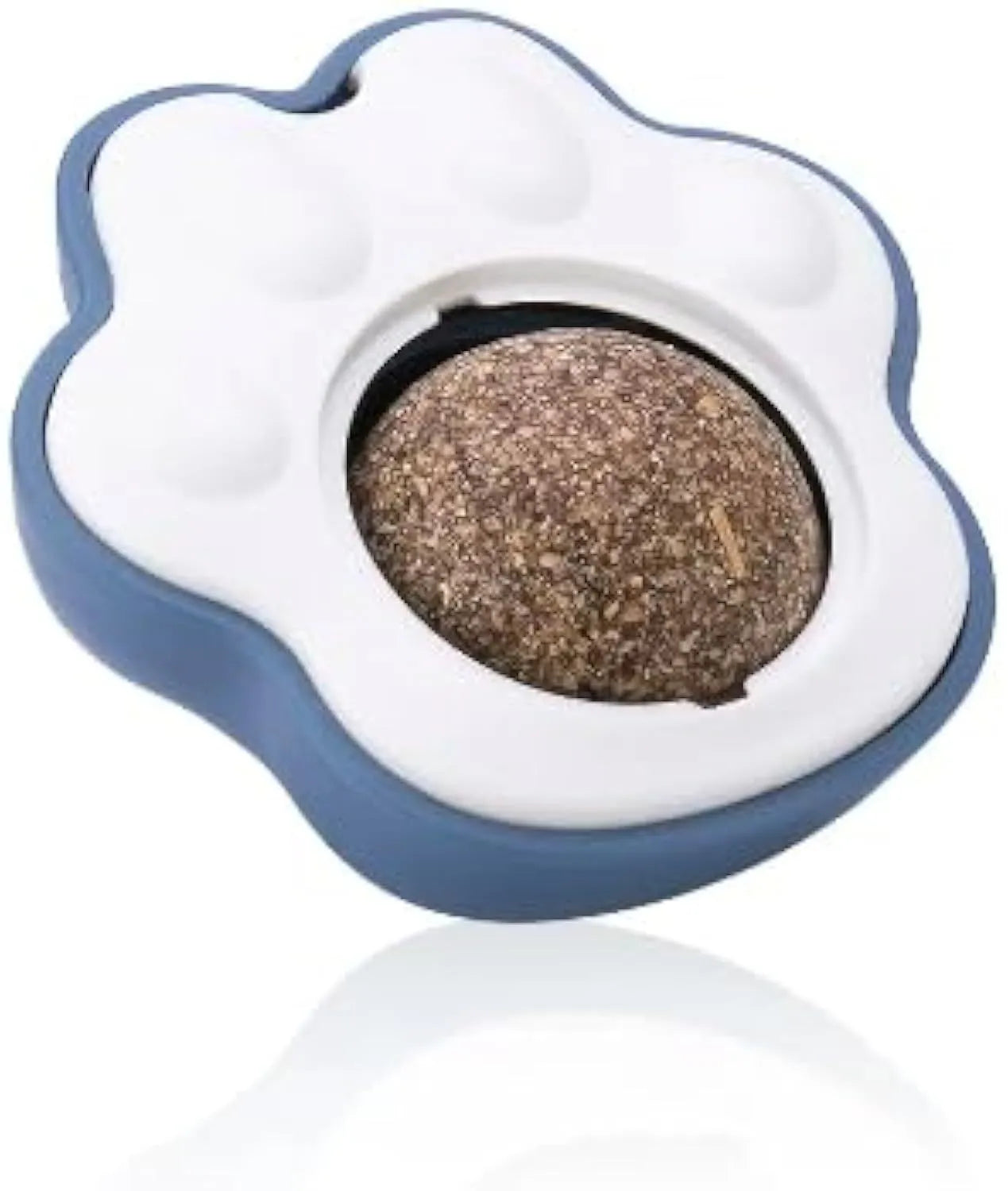 Blue, green, and pink catnip balls with textured surface for dental chewing, shown next to a measuring tape indicating 45mm size.