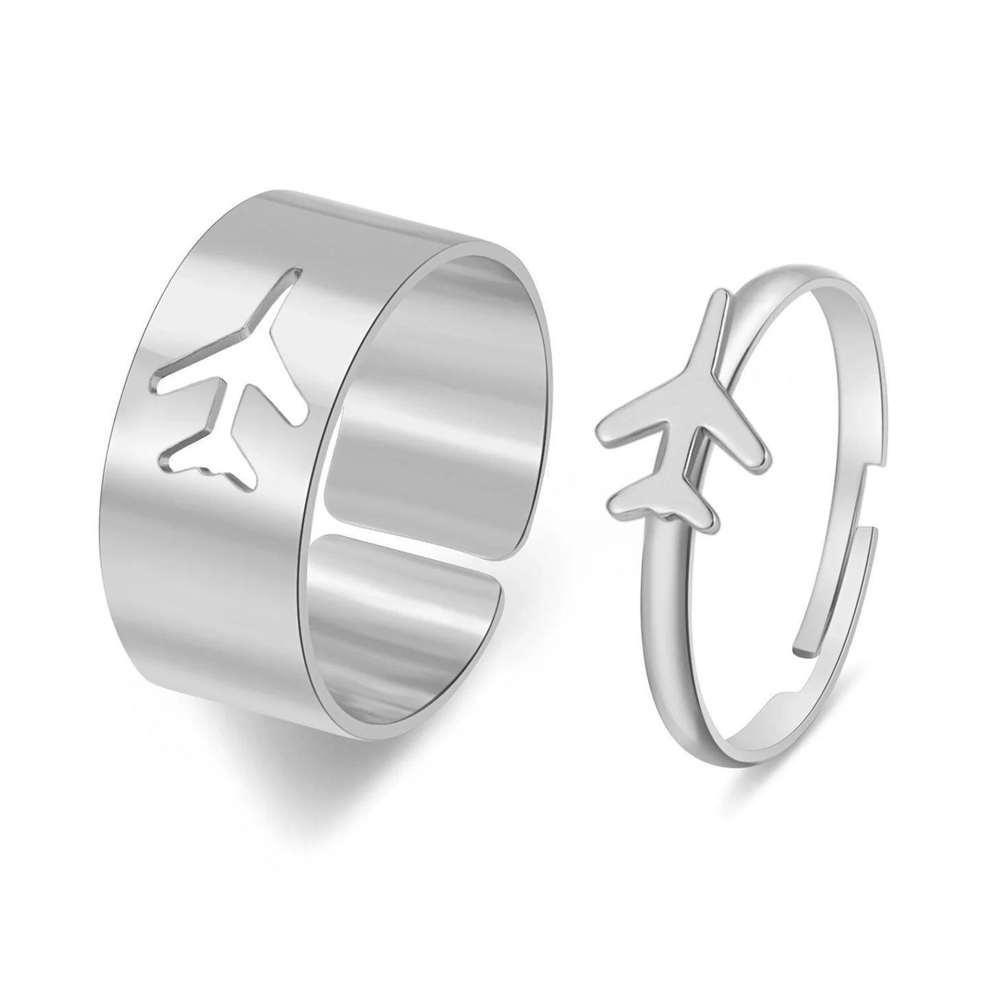 Trendy Adjustable Butterfly Couple Rings Set in gold and silver, perfect for punk style lovers