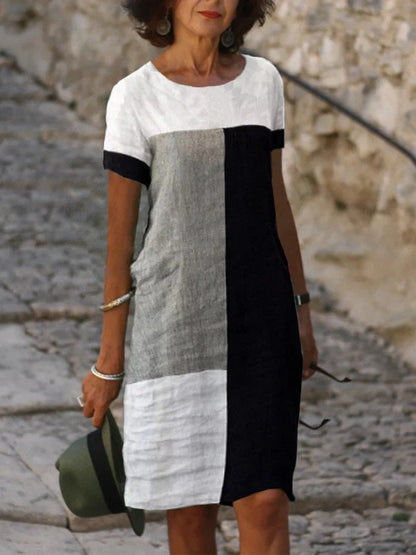 Ladies check print dress in cotton blend, available in multiple colors and sizes