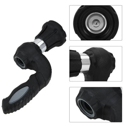 Black Mighty Power Hose Blaster Nozzle with five spray settings and ergonomic handle for garden and car washing