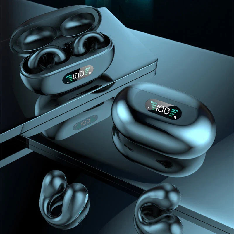 Wireless Bone Conduction Headphones with Bluetooth 5.3, Comfortable Ear Clips, and Deep Bass Audio Performance