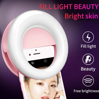 WQ-20 rechargeable LED self-timer fill light, 80mm round, stepless dimming, green or pink