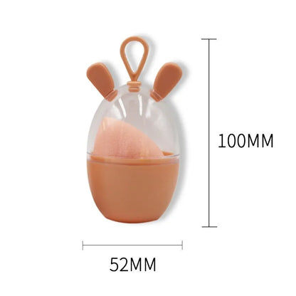 Non-latex dual-use makeup sponge in teardrop, beveled, and gourd shapes, available in ten colours