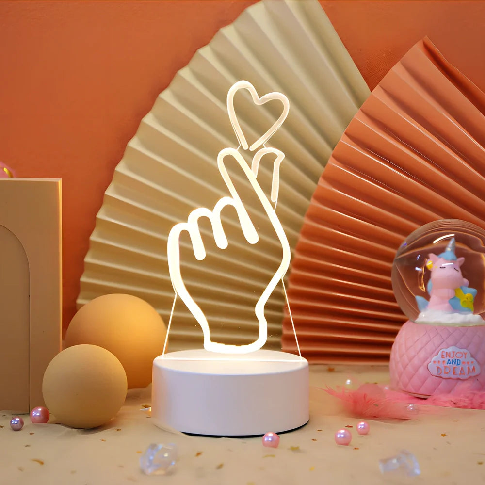 Creative USB bedside night light with acrylic castle scene, 20x17.5cm size, touch control for three light modes