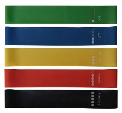 Natural latex resistance bands for yoga and fitness in various colors and resistance levels
