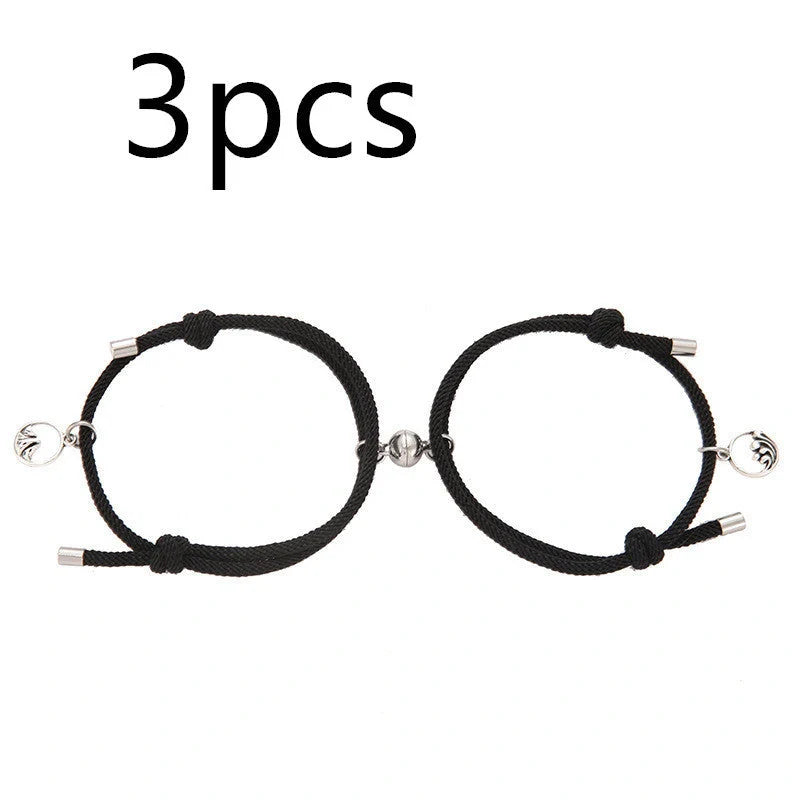 Alloy Eachother Couple Bracelet with magnetic buckle and adjustable design