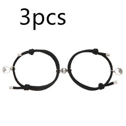 Alloy Eachother Couple Bracelet with magnetic buckle and adjustable design