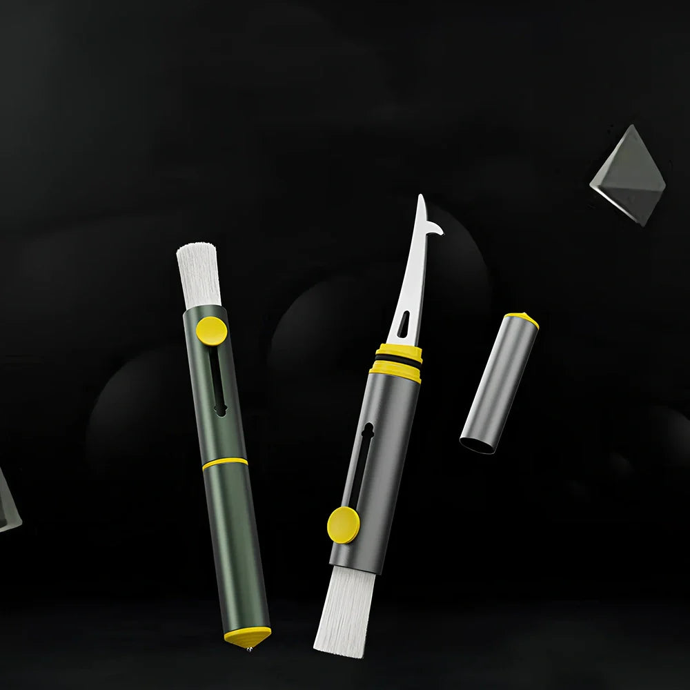 17.2cm dark green car cleaning brush with tyre hook and window breaker tools