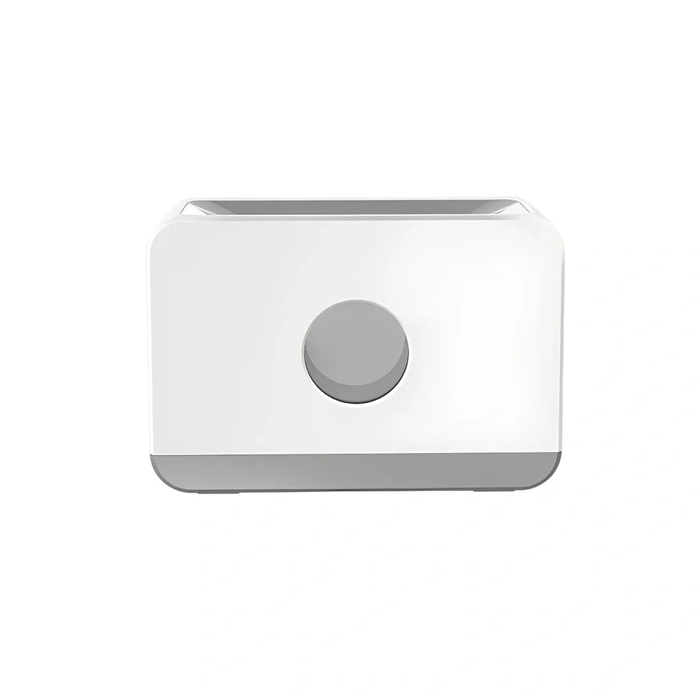 Square two-colour flame aromatherapy humidifier showing mist output and LED lighting effects