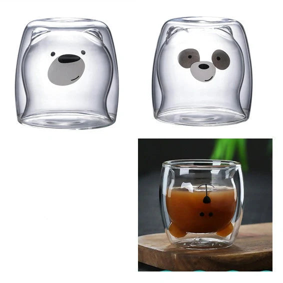 Double layer panda skull wine cup with Christmas tree design inside