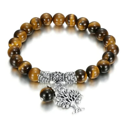 Elegant Tree of Life Tiger Eye Stone Bracelet with ancient silver plating