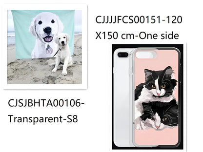 Custom flannel blanket with personalised design beside matching transparent TPU phone case