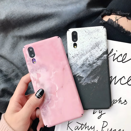 Black and pink painted hard PC phone cases for Honor and Huawei smartphones.