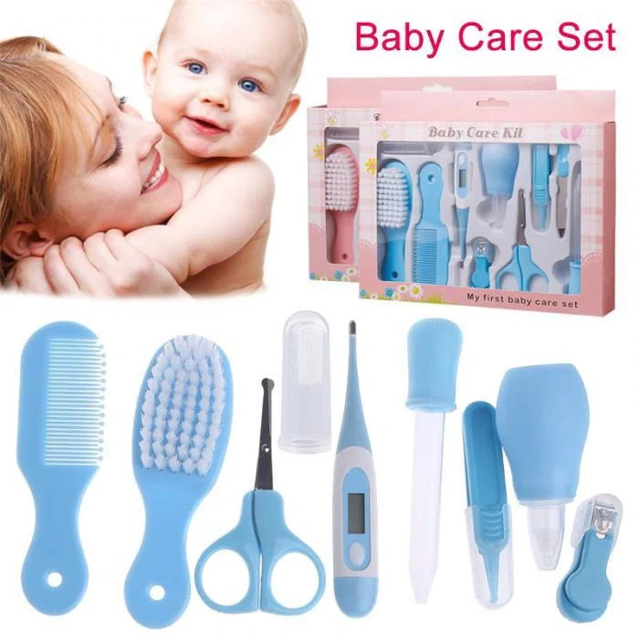Portable Baby Health Suit 8-Piece Grooming Set with safety scissors, nail clippers, and more