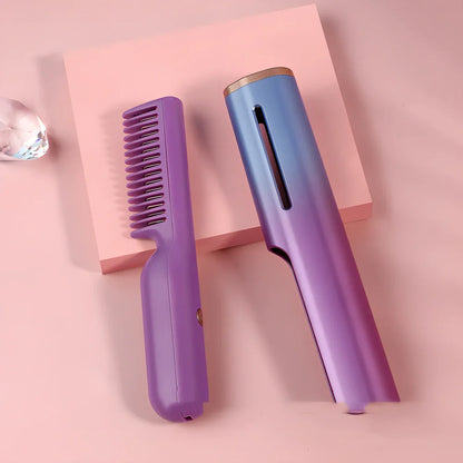 Wireless USB heating comb with 3D gradient colour and tourmaline ceramic conductor for dry hair