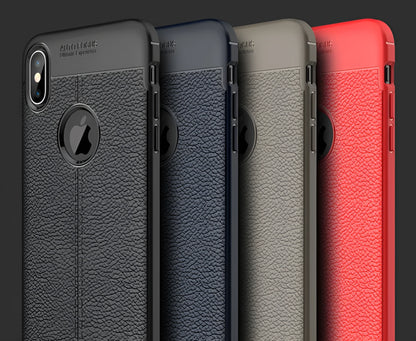 WeFor black PU leather and silicone phone case for OnePlus 6 with slim 2mm profile and screen protector.