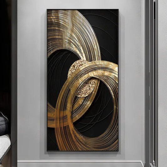 Frameless abstract geometric canvas painting with fade-resistant water-based pigment ink in modern design