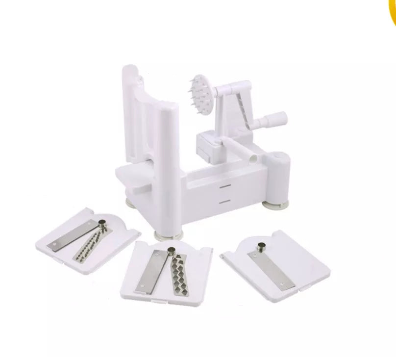 Hand-rotating Push-type Vegetable Cutter with multiple blades for slicing and shredding