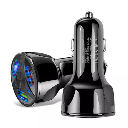 QC3.0 USB car fast charger in black and white with smart IC protection