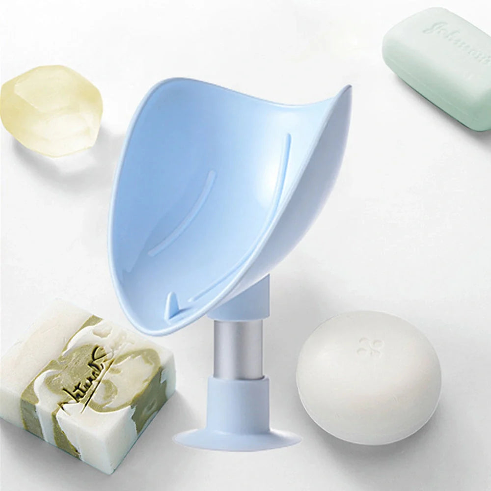 Creative Bird Soap Box with self-draining design and silicone suction cup in white, pink, green, and blue