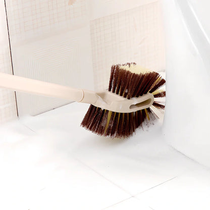 Brown imitation wood long handle toilet brush measuring 60cm with PP construction